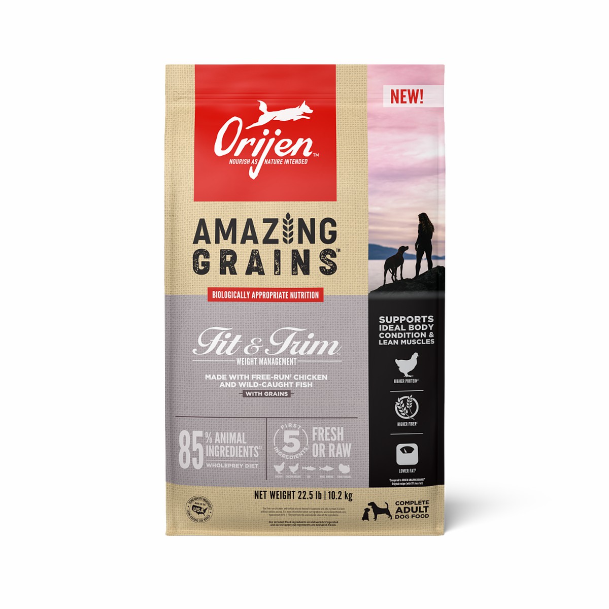 Orijen Amazing Grains™, Fit & Trim Grain Inclusive Dry Dog Food 22.5lb / 10.2kg | 42137-PLOH