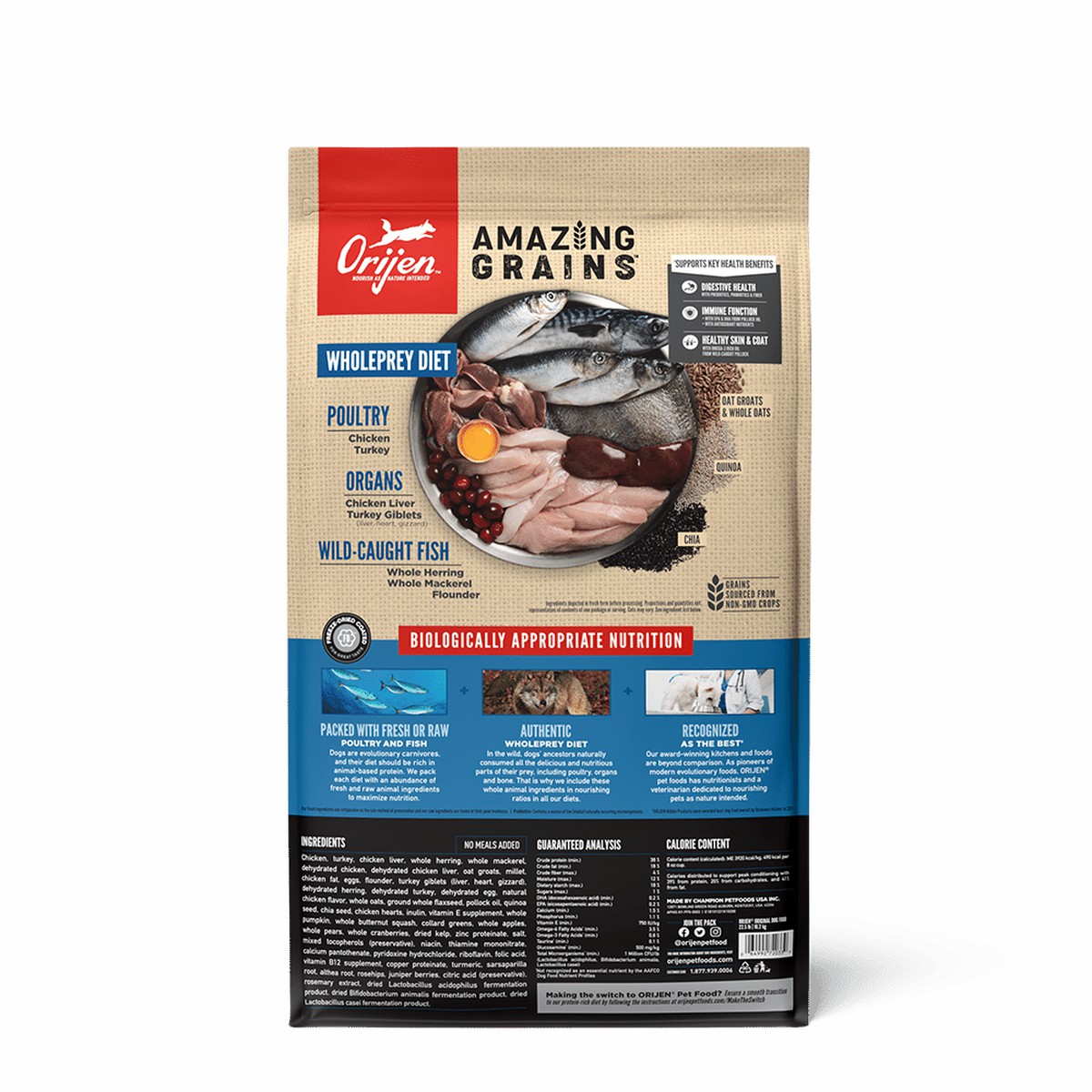 Orijen Amazing Grains™, Original Grain Inclusive Dry Dog Food 4lb / 1.8kg | 23675-PSCF