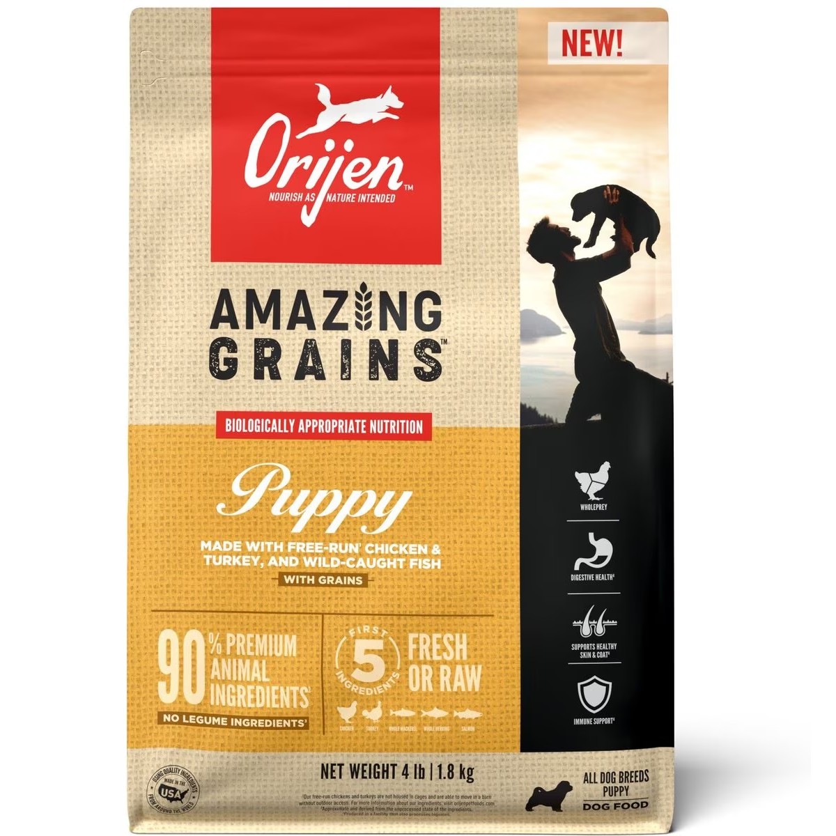 Orijen Amazing Grains™, Puppy Grain Inclusive Dry Dog Food 4lb / 1.8kg | 69457-BWYI