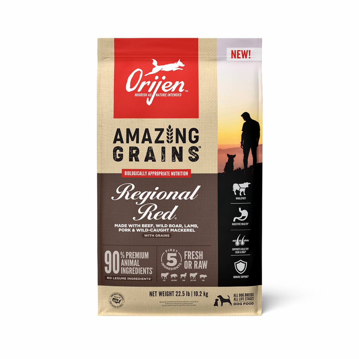 Orijen Amazing Grains™, Regional Red Grain Inclusive Dry Dog Food 22.5lb / 10.2kg | 80736-TQOM