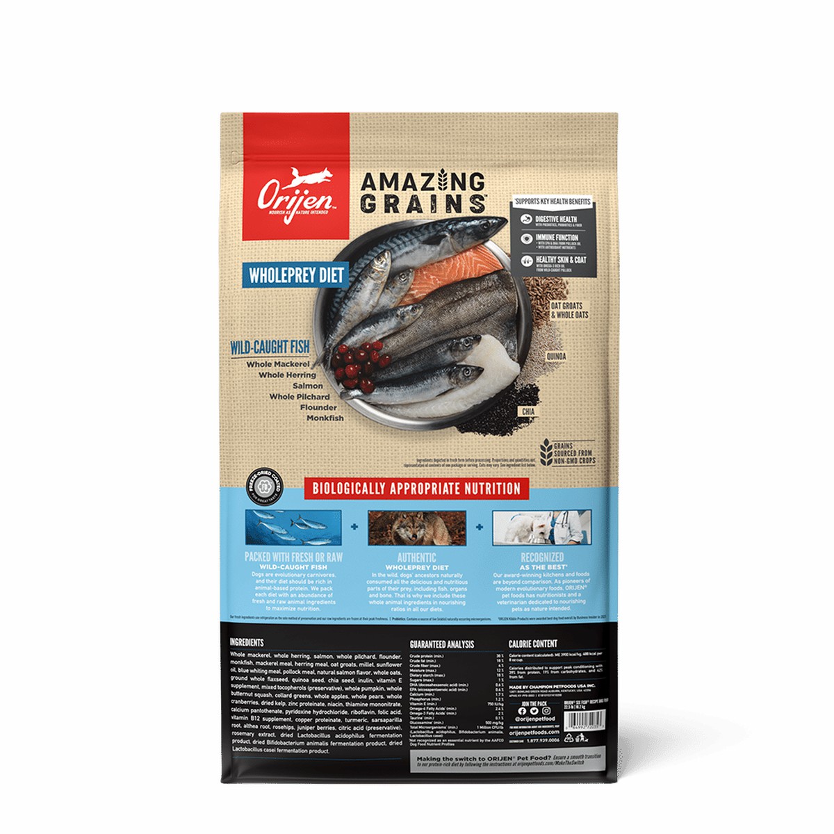 Orijen Amazing Grains™, Six Fish Grain Inclusive Dry Dog Food 22.5lb / 10.2kg | 15876-IAJH