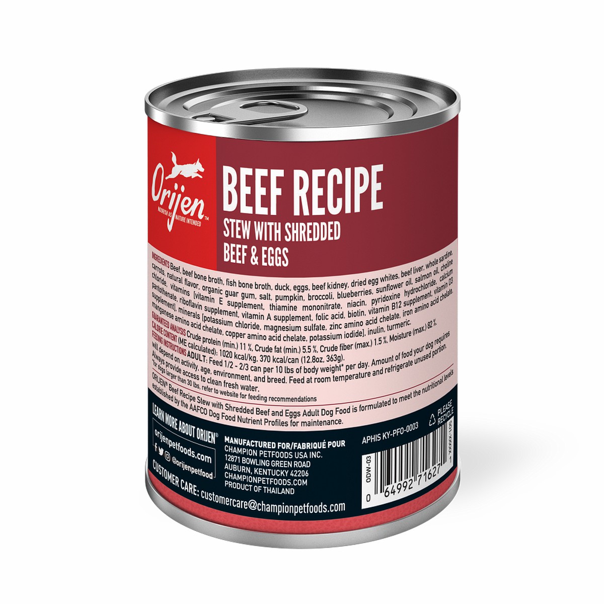 Orijen Beef Recipe Stew with Shredded Beef & Eggs Grain Free Wet Dog Food 12.8oz*12 / 363kg | 42589-EILM