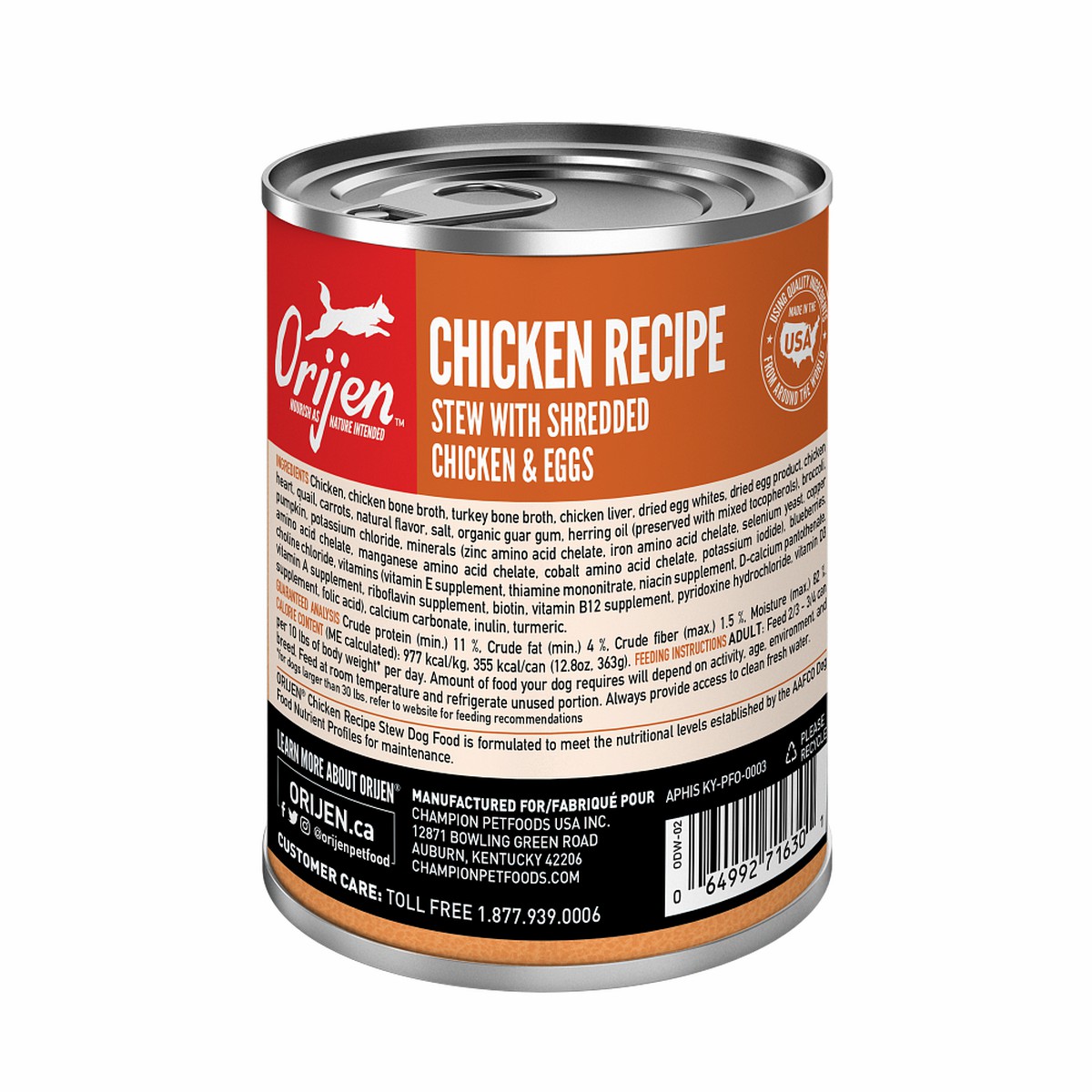 Orijen Chicken Recipe Stew with Shredded Chicken & Eggs Grain Free Wet Dog Food 12.8oz*12 / 363kg | 20756-SRKQ