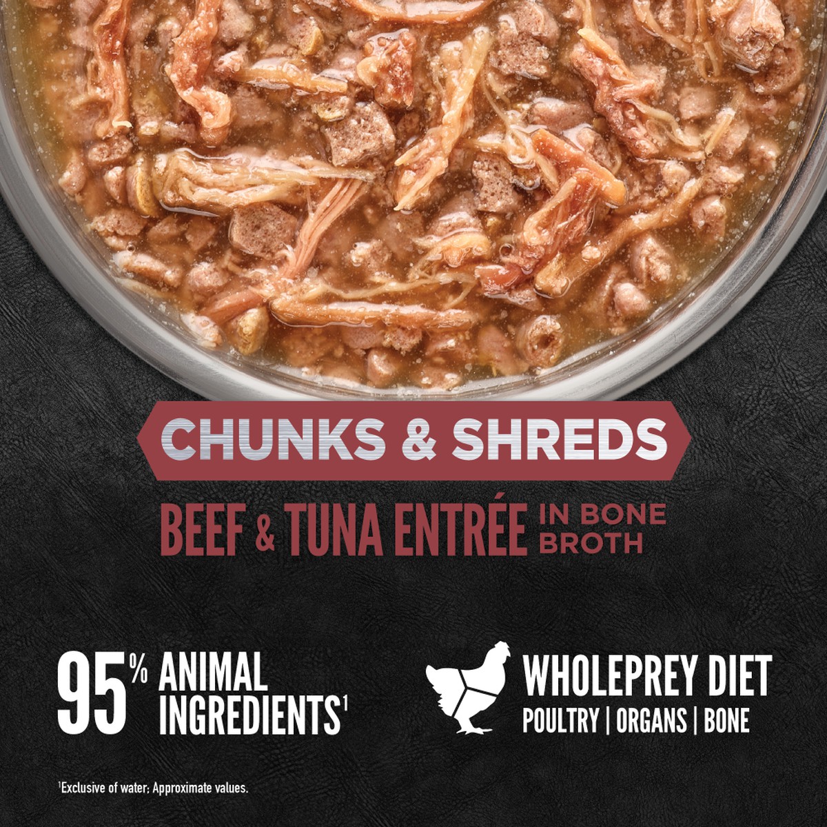 Orijen Chunks & Shreds, Beef & Tuna Entrée Grain Free Wet Cat Food 3oz*12 / 85g*12 | 40587-TCKL