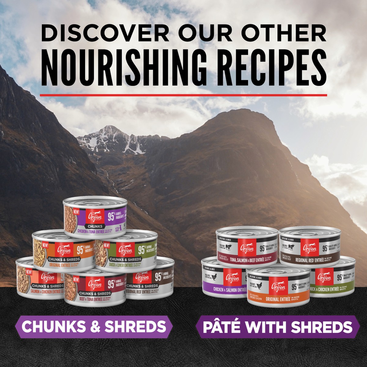 Orijen Chunks & Shreds, Chicken & Tuna Recipe for Kittens Grain Free Wet Cat Food 3oz*12 / 85g*12 | 13420-KTVS