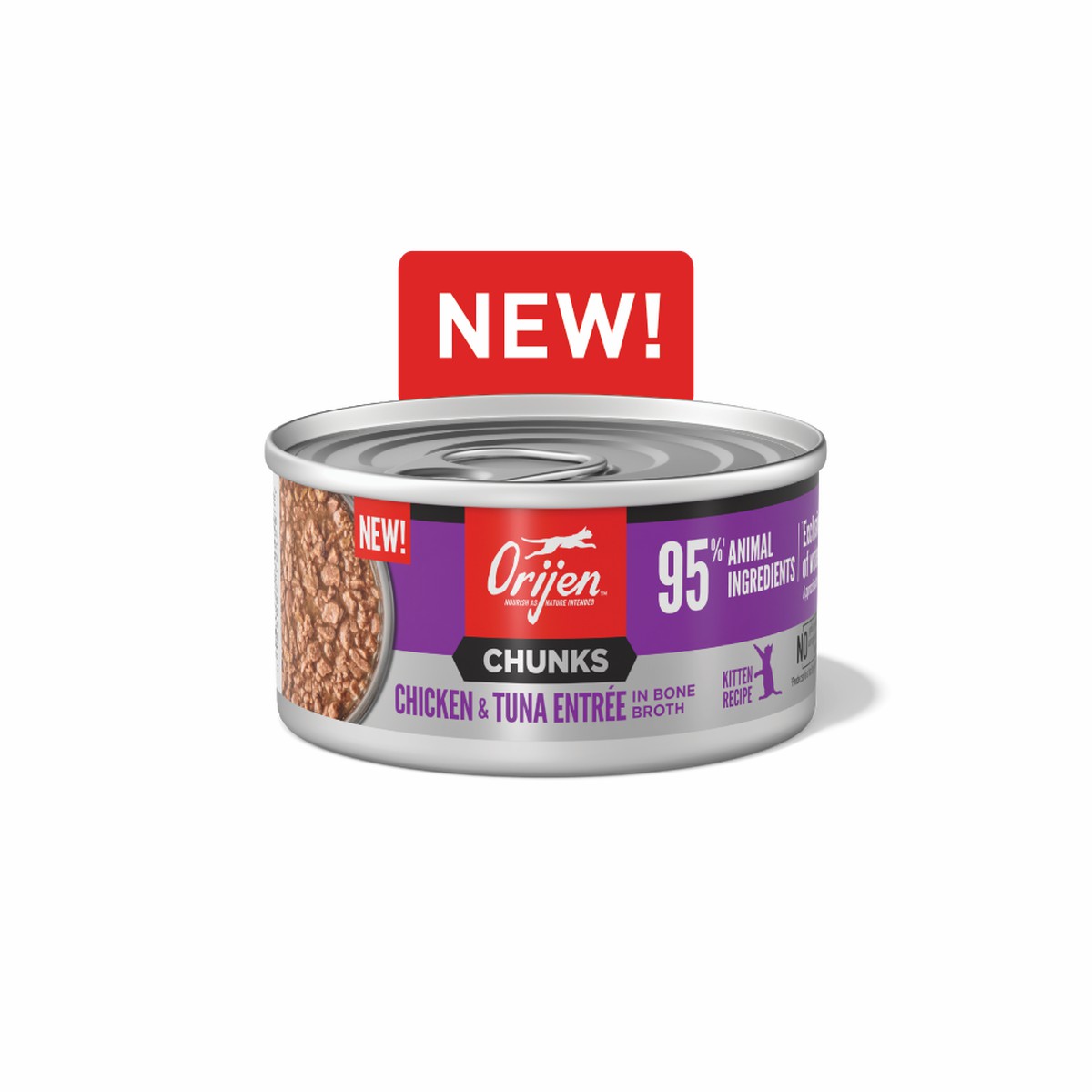 Orijen Chunks & Shreds, Chicken & Tuna Recipe for Kittens Grain Free Wet Cat Food 3oz*12 / 85g*12 | 13420-KTVS