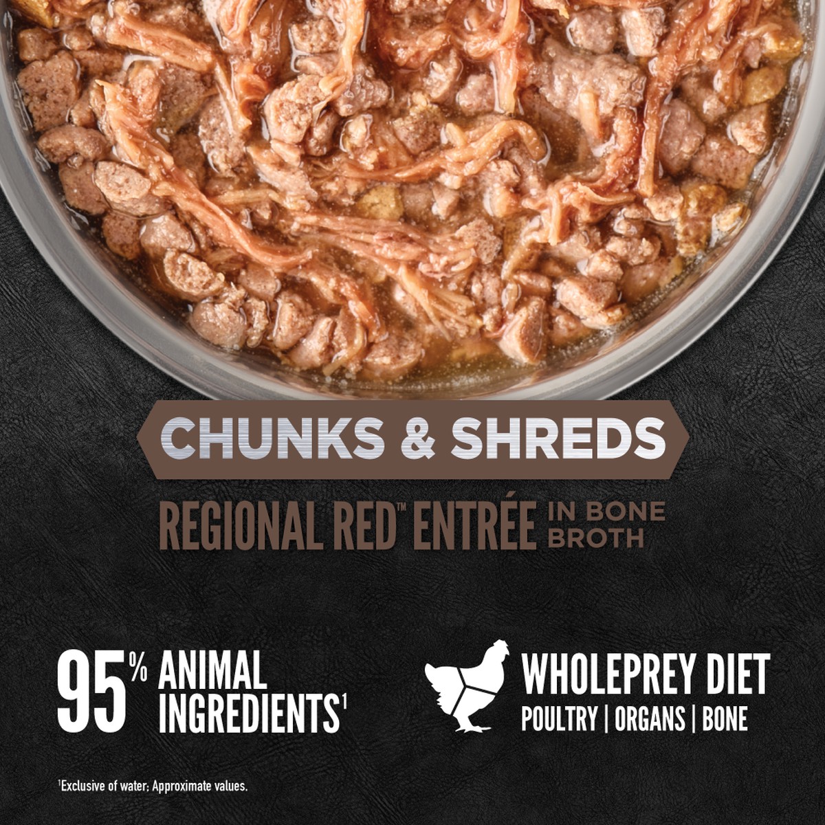 Orijen Chunks & Shreds, Regional Red Entrée Grain Free Wet Cat Food 3oz*12 / 85g*12 | 90258-QKUZ