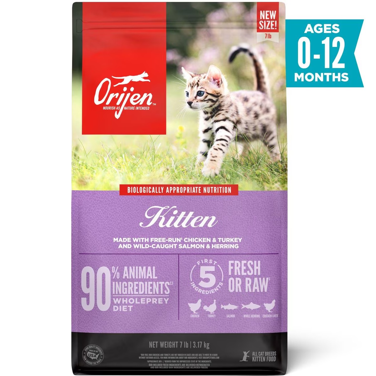 Orijen Kitten Formula Grain Free Dry Cat Food 7lb / 3.17kg | 43562-ZYCO