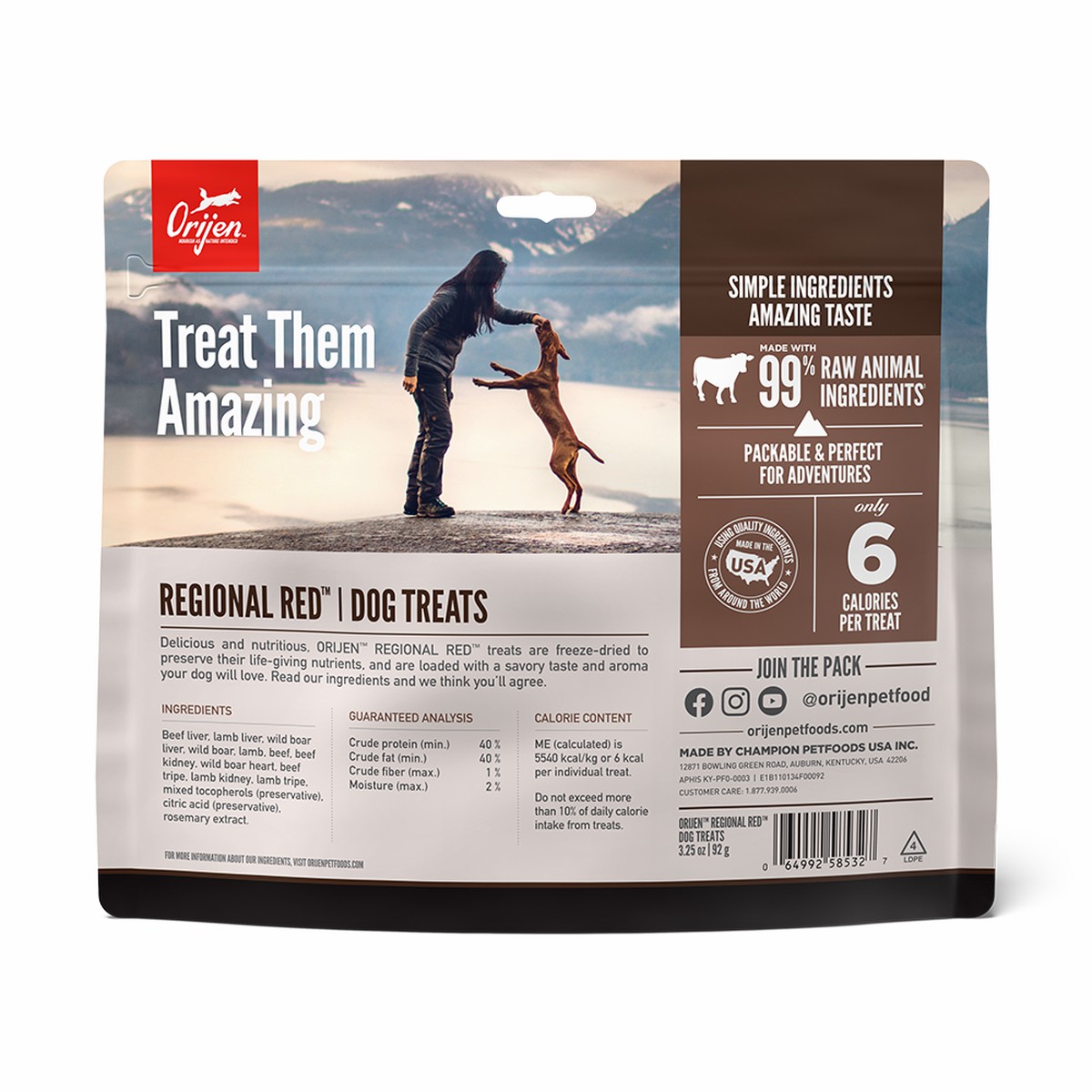 Orijen Regional Red Free Freeze-Dried Dog Treats 3.25oz / 92g | 42693-WZSM