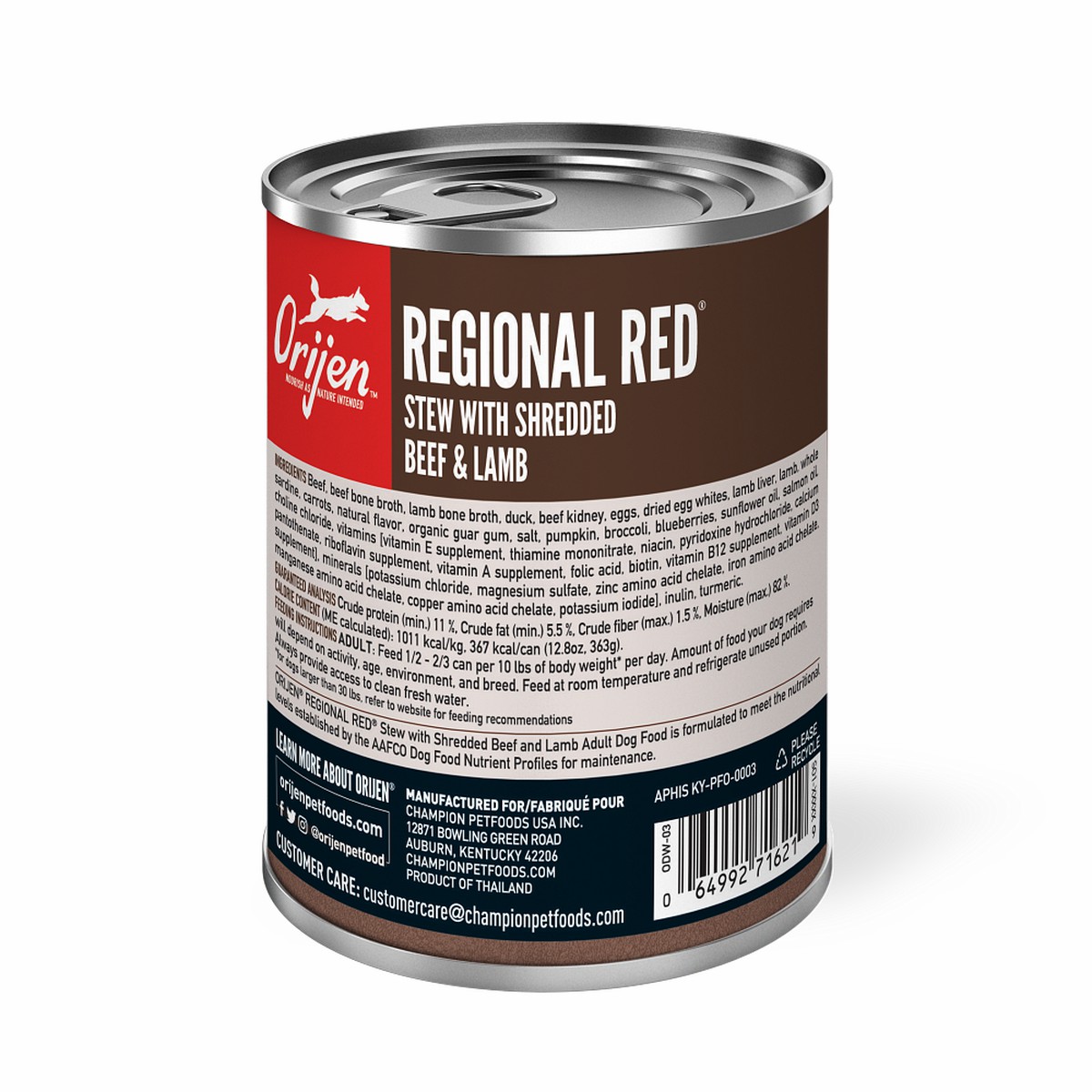 Orijen Regional Red Stew with Shredded Beef & Lamb Grain Free Wet Dog Food 12.8oz*12 / 363kg | 08572-AZPI