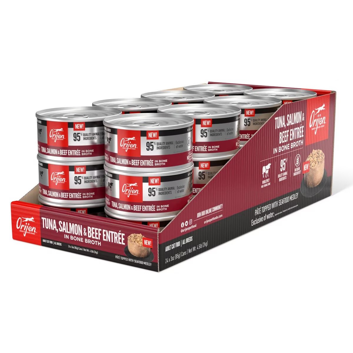 Orijen Tuna, Salmon & Beef Entrée Wet Cat Food Grain Free Wet Cat Food 3oz*24 / 85g*24 | 42507-ZUAX