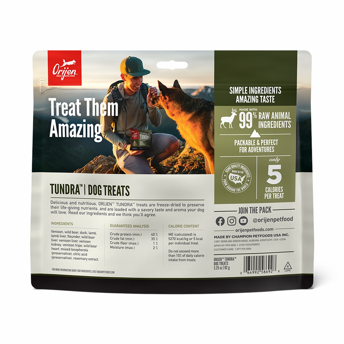 Orijen Tundra Free Freeze-Dried Dog Treats 8oz / 227g | 07862-HIVT